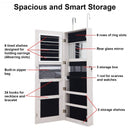 Door Wall Mount Touch Screen Mirrored Jewelry Cabinet-White