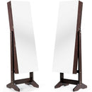 Standing Jewelry Armoire Cabinet with Full Length Mirror-Brown