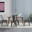 18 Inch Height Set of 4 Stackable Style Metal Wood Dining Chair-Gun