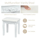 10 Dimmable Lights Vanity Table Set with Lighted Mirror and Cushioned Stool-White
