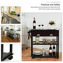 Stainless Steel Mobile Kitchen Trolley Cart With Drawers & Casters-Brown