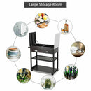 Stainless Steel Mobile Kitchen Trolley Cart With Drawers & Casters-Brown