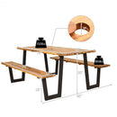 70 Inch Dining Table Set with Seats and Umbrella Hole