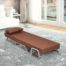 Folding 5 Position Convertible Sleeper Bed Armchair Lounge Couch with Pillow-Coffee