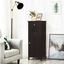 Wooden Storage Free-Standing Floor Cabinet with Drawer and Shelf-Brown