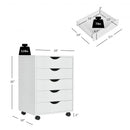 5 Drawer Dresser Storage Cupboard Chest with Wheels for Home Office