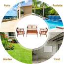 4 Piece  Acacia Wood Patio Rattan Furniture Set