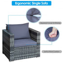 3 Pcs Patio Rattan Furniture Bistro Sofa Set with Cushioned-Gray