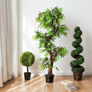 2-Set 4' Artificial  Décor Green Boxwood Spiral Tree