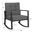 Patio Rattan Rocker Outdoor Glider Rocking Chair Cushion Lawn-Gray