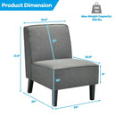 Single Fabric Modern Armless Accent  Sofa Chair with Rubber Wood Legs -Gray