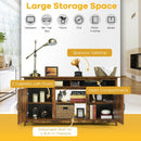 60”Industrial TV Stand Entertainment Center with Shelve and Cabinet-Brown