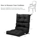 22" x 44" Tufted Outdoor Patio Chair Seating Pad-Black