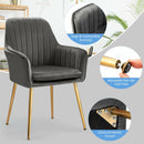 Accent Upholstered Arm Chair with Steel Gold Legs-Gray