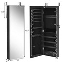 Wall Mounted Full Screen Mirror Jewelry Cabinet Armoire wirth 6 LEDs-Black