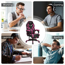 Computer Massage Gaming Recliner Chair with Footrest-Pink