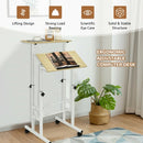 Height Adjustable Mobile Standing Desk with rolling wheels for office and home-Natural