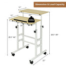 Height Adjustable Mobile Standing Desk with rolling wheels for office and home-Natural