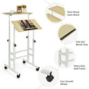 Height Adjustable Mobile Standing Desk with rolling wheels for office and home-Natural