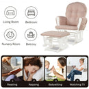 Solid Wood Gliding Chair Set with Pockets and Ottoman for Relaxing-Pink