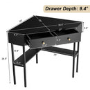 Space Saving Corner Computer Desk with 2 Large Drawers and Storage Shelf-Black
