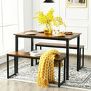 3-Piece Kitchen Dining Table Set with 2 Benches for Limited Space -Coffee