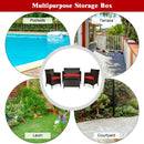 4 Pieces Rattan Outdoor Patio Conversation Furniture Set with Glass Table and Comfortable Wicker Sectional Sofa