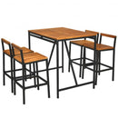 5-Piece Outdoor Acacia Wood and PE Rattan Bar Set