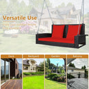 2-Person Patio Rattan Porch Swing with Cushions-Red