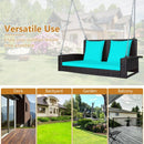 2-Person Patio Rattan Porch Swing with Cushions-Turquoise