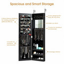 Wall Door Mounted Mirrored Jewelry Cabinet Storage Organizer-Black