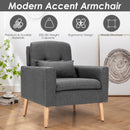 Accent Chair Cushioned Linen Armchair with Waist Pillow Sofa Chair-Gray