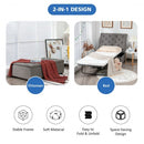 Folding Ottoman Sleeper Bed with Mattress for Guest Bed and Office Nap-Gray
