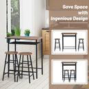 3 Pieces Bar Table Set with 2 Stools-Dark Walnut