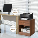 2 Pieces Nightstand with Storage Drawer and Cabinet-Brown