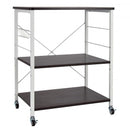 3-Tier Kitchen Baker's Rack Microwave Oven Storage Cart with Hooks-Deep Brown
