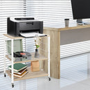 3-Tier Kitchen Baker's Rack Microwave Oven Storage Cart with Hooks-Light Brown