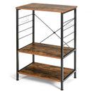 3-Tier Kitchen Baker's Rack Microwave Oven Stand Storage Shelf with10 Hook-Coffee