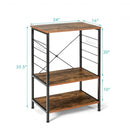 3-Tier Kitchen Baker's Rack Microwave Oven Stand Storage Shelf with10 Hook-Coffee