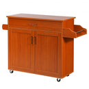 Rolling Kitchen Island Cart with Towel and Spice Rack-Cherry