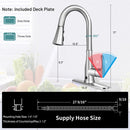 Touchless Kitchen Faucet with 360° Swivel Single Handle Sensor and 3 Mode Sprayer