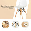 Set of 4 Dining Chairs Modern Plastic Shell Side Chair with Clear Seat and Wood Legs-Transparent