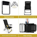 4 Pieches Patio Adjustable Back Folding Dining Chair Ottoman Set-Black