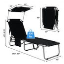 Adjustable Outdoor Beach Patio Pool Recliner with Sun Shade-Black