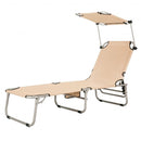 Adjustable Outdoor Beach Patio Pool Recliner with Sun Shade