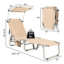 Adjustable Outdoor Beach Patio Pool Recliner with Sun Shade