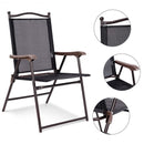Set of 2 Patio Folding Sling Back Camping Deck Chairs-Black