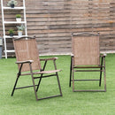 Set of 2 Patio Folding Sling Back Camping Deck Chairs-Coffee
