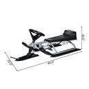 Kids Snow Sled with Steering Wheel and Double Brakes Pull Rope-Black