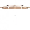 15 Ft Patio LED Crank Solar Powered 36 Lights  Umbrella without Weight Base-Beige